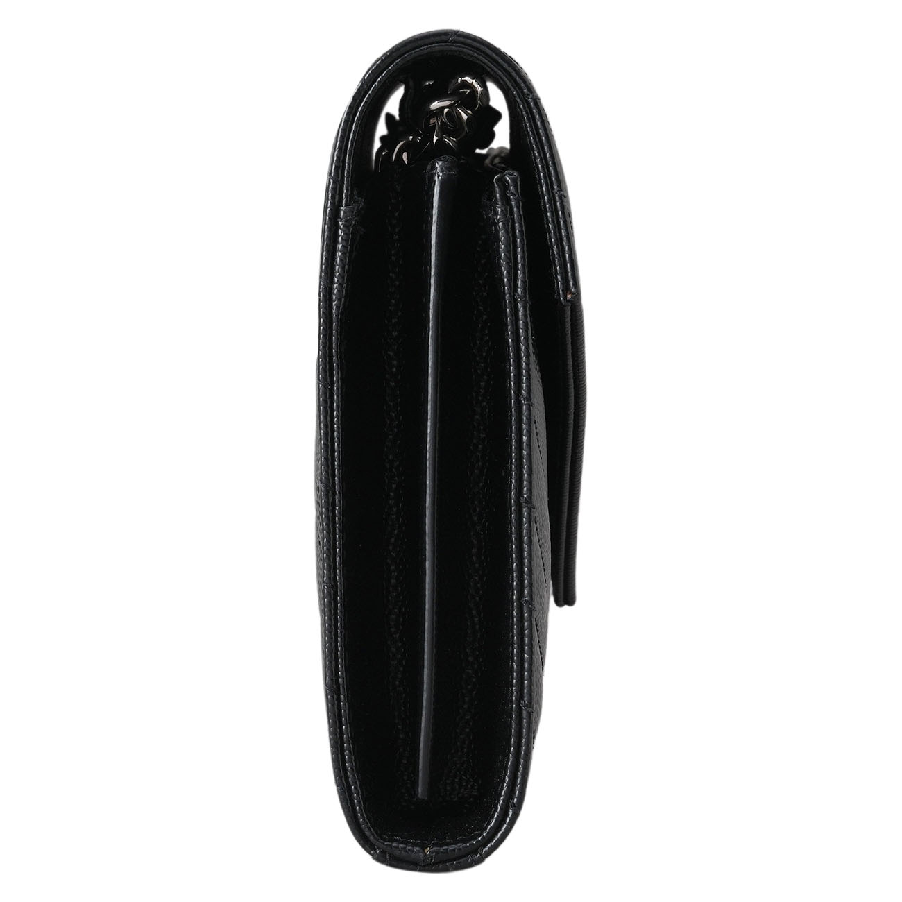 YVES SAINT LAURENT(USED)생로랑 377828 모노그램 쉐브론 체인 숄더백 블랙은장